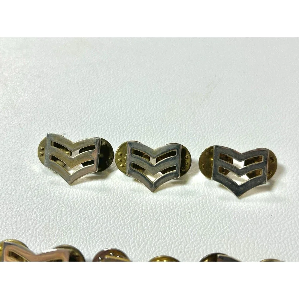 Lot 6 U.S. Military Sergeant Chevron Insignia Brass Metal Pins